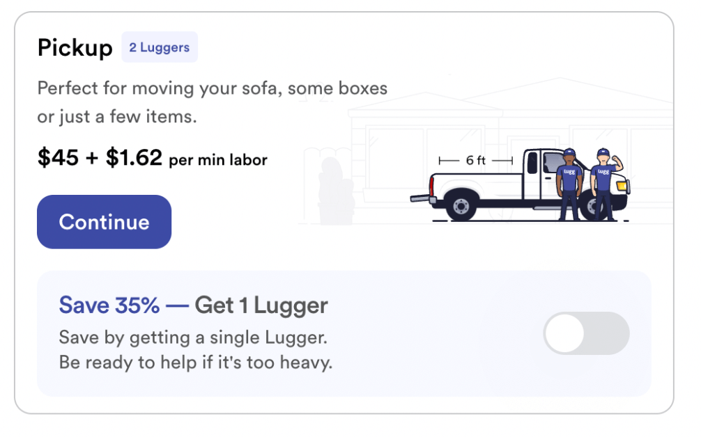lugg pickup pricing